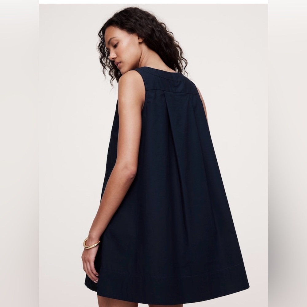 NWT Banana Republic Cotton Poplin Swing Mini Tapestry Navy Blue Sz Medium - Picture 2 of 8